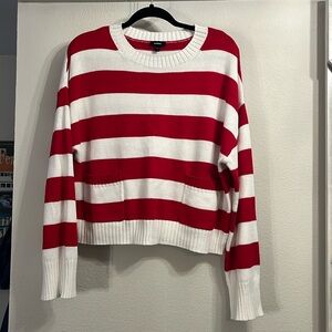 Express Crop striped sweater with pockets